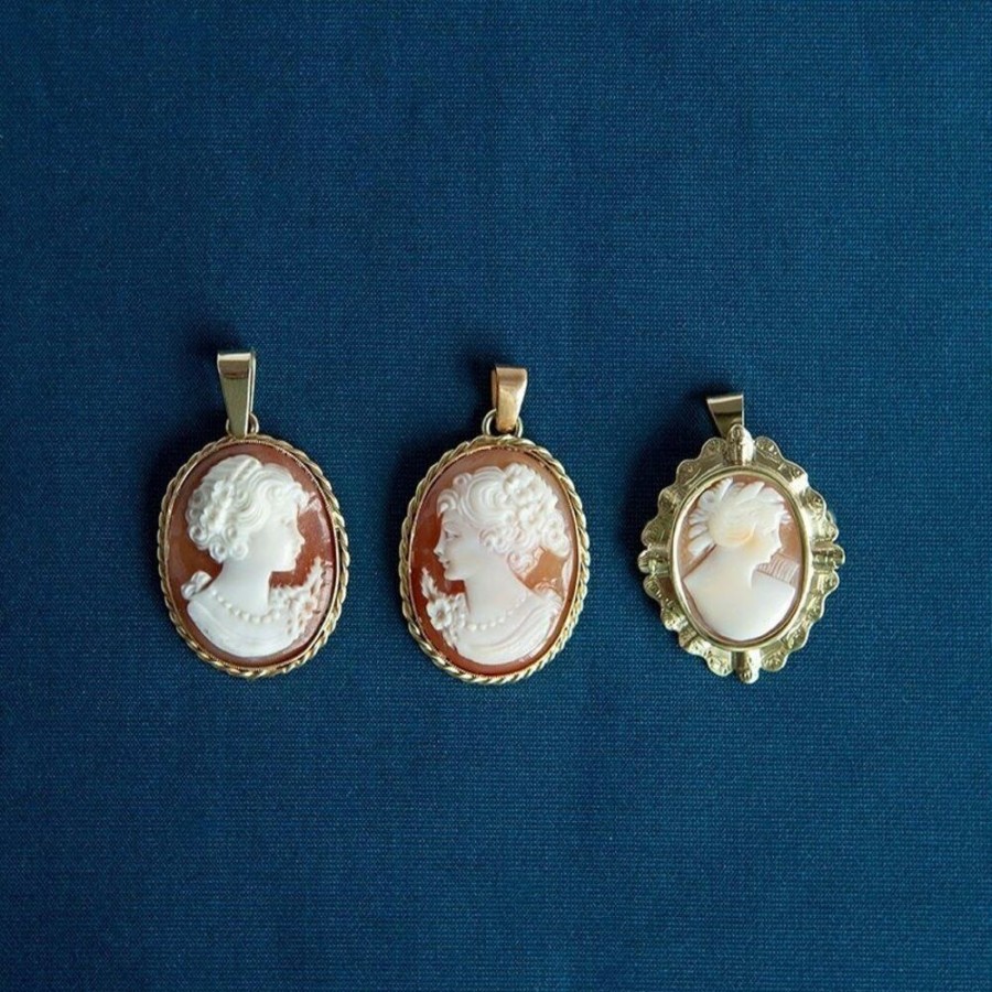 Jewelry vintage Golden Pendants | Gold Pendant With Cameo 14 Krt