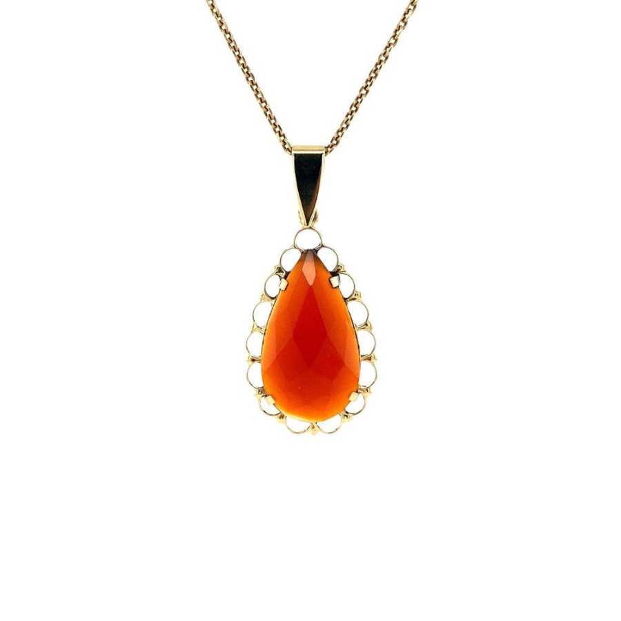 Jewelry vintage Pendant With Gemstone | Gold Pendant With Carnelian 14 Krt