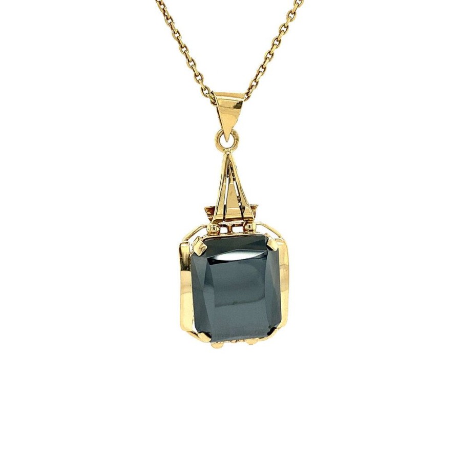 Jewelry vintage Golden Pendants | Gold Pendant With Hematite 14 Krt