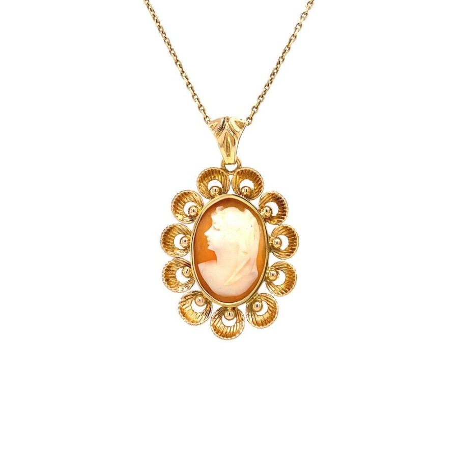 Jewelry vintage Pendant With Gemstone | Gold Pendant With Cameo 18 Krt