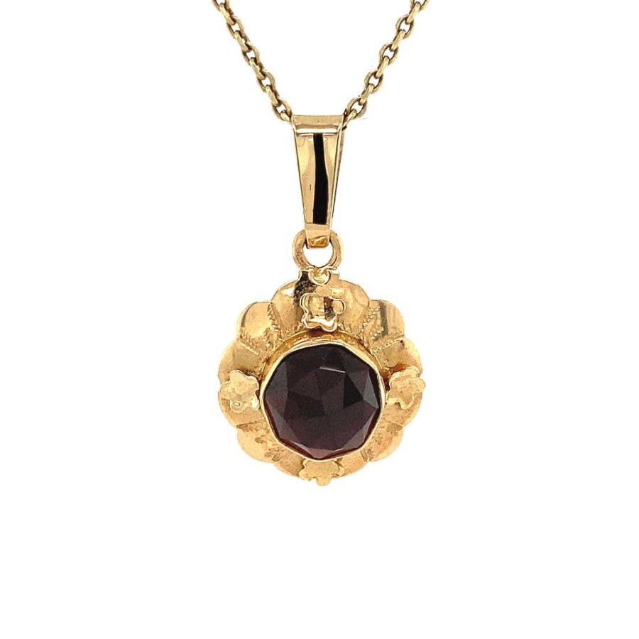 Jewelry vintage Pendant With Gemstone | Gold Pendant With Garnet 14 Krt