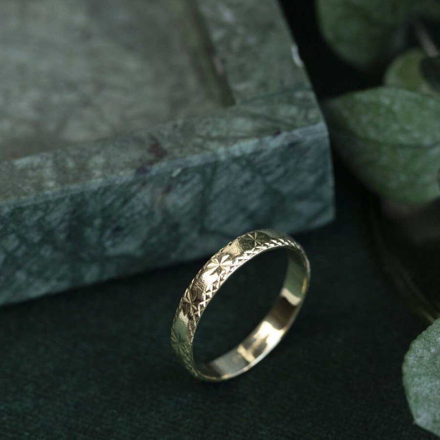 Jewelry vintage Golden Rings | Gold Ring With Engravings 14 Krt