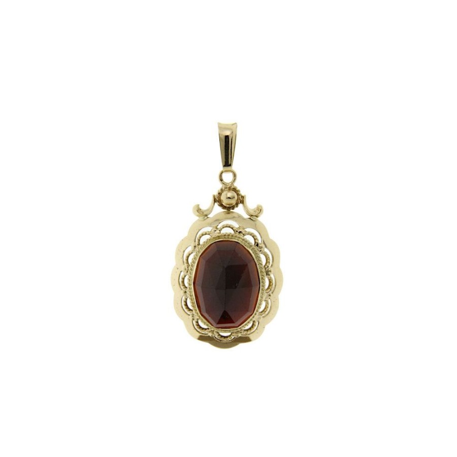 Jewelry vintage Golden Pendants | Gold Pendant With Garnet 14 Krt