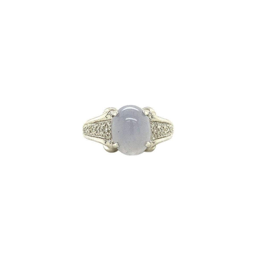 Jewelry vintage Rings With Gemstone | White Gold Ring With Moonstone And Diamond 14 Crt