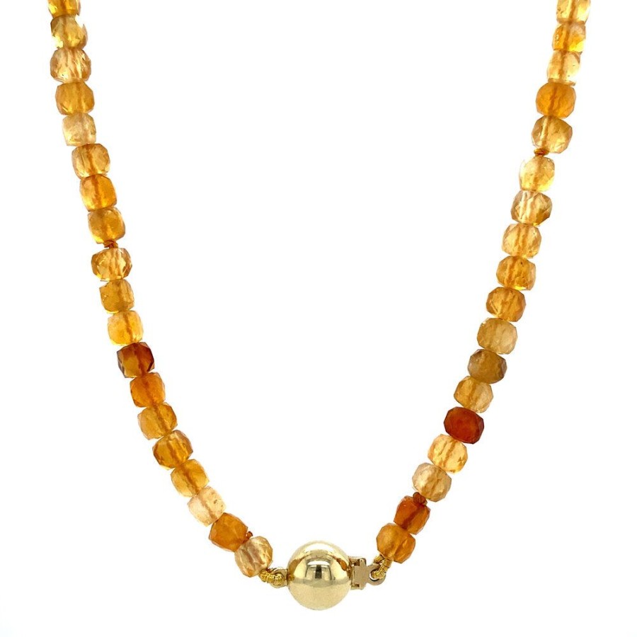 Jewelry vintage Necklaces With Gemstone | Citrine Necklace With Gold Clasp 40 Cm 14 Krt