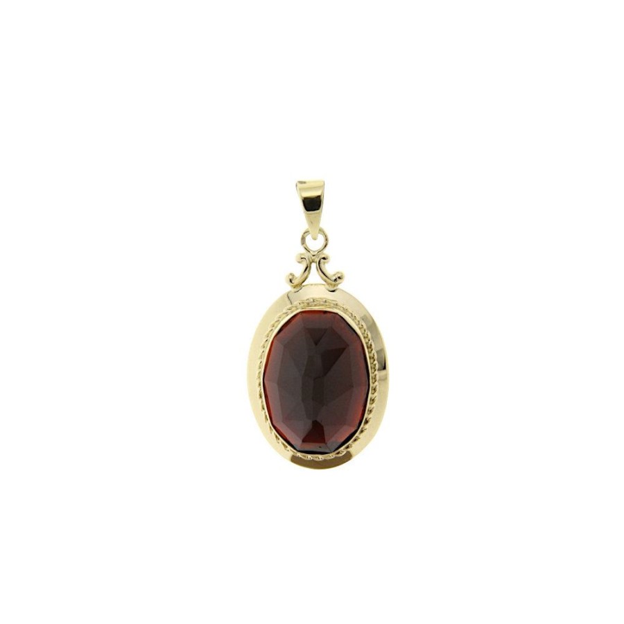 Jewelry vintage Golden Pendants | Gold Pendant With Garnet 14 Krt