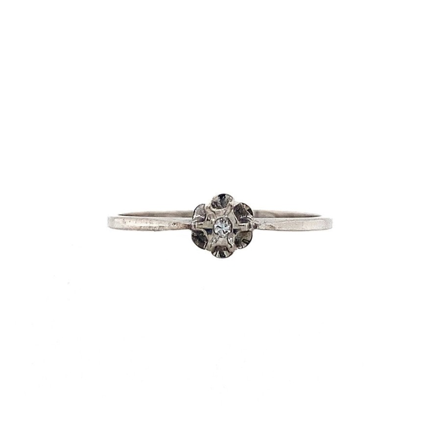 Jewelry vintage Diamond Rings | White Gold Solitaire Ring With Diamonds 14 Krt