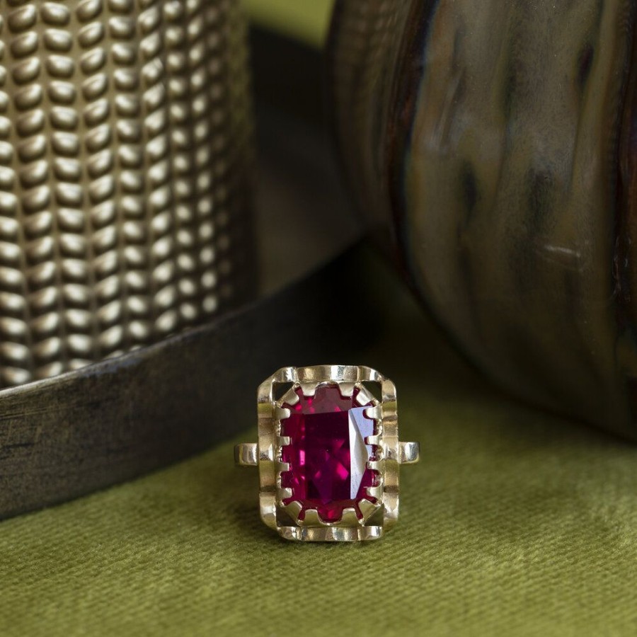 Jewelry vintage Rings With Gemstone | Queen'S Ring 14 Krt - Hot Pink