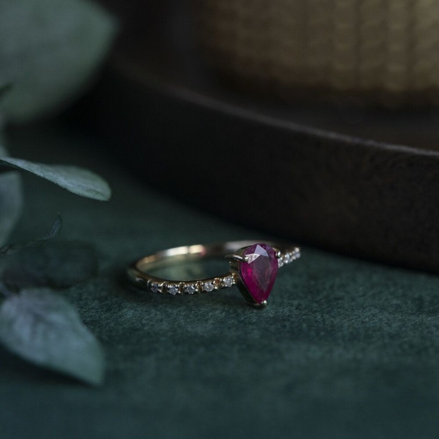 Jewelry vintage Rings With Gemstone | Ring With Ruby And Diamond 9 Crt