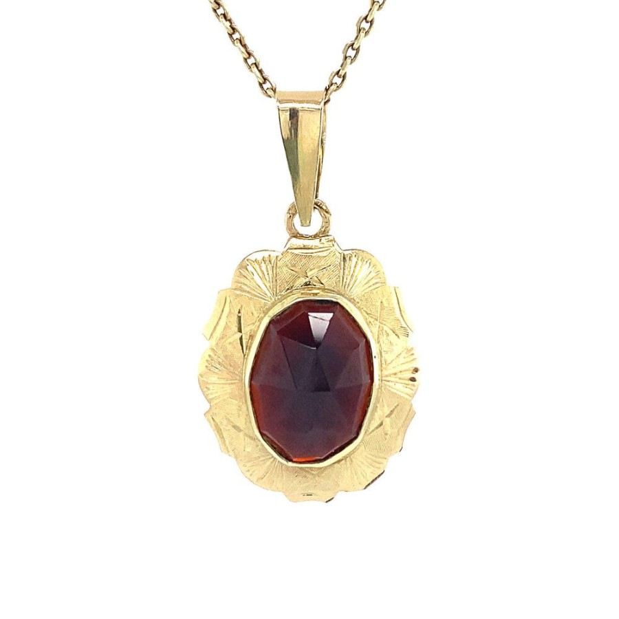 Jewelry vintage Golden Pendants | Gold Pendant With Garnet 14 Krt