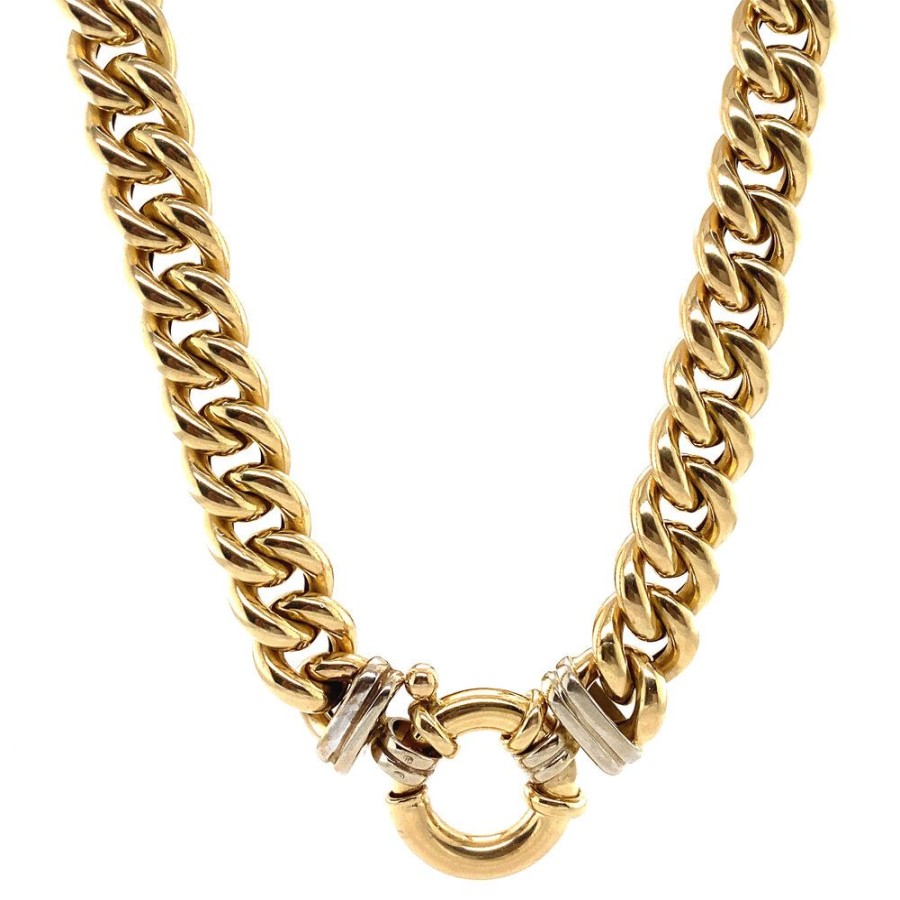 Jewelry vintage Golden Chains | Gold Necklace Gourmet With Ornamental Clasp 47 Cm 14 Krt