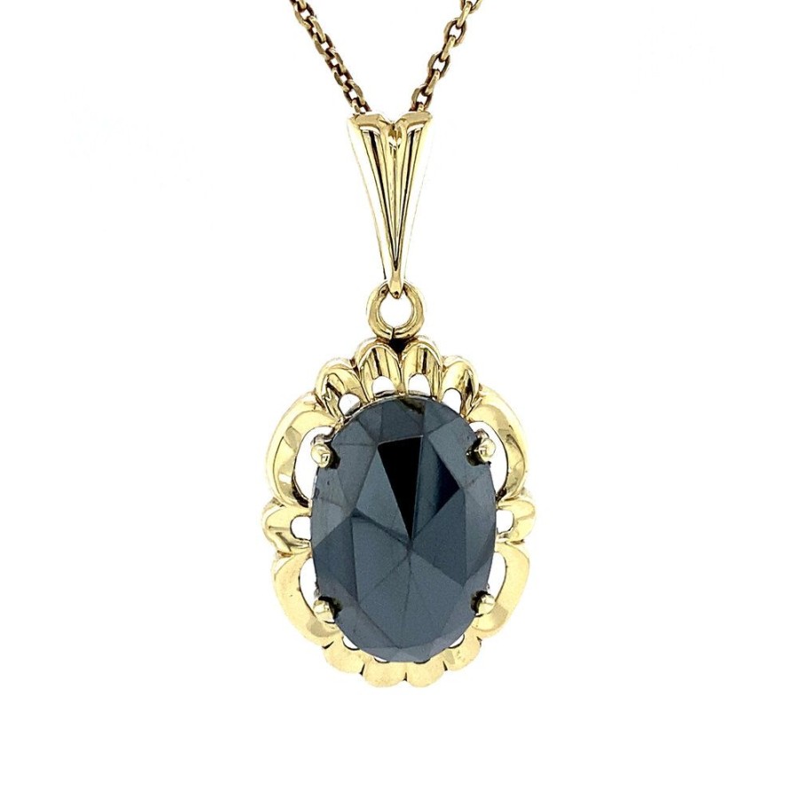 Jewelry vintage Pendant With Gemstone | Gold Pendant With Hematite 14 Krt