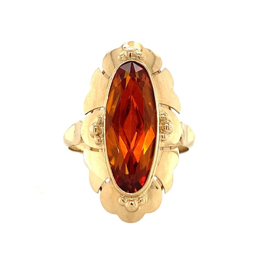 Jewelry vintage Rings With Gemstone | Gold Ring With Orange Spinel 14 Krt