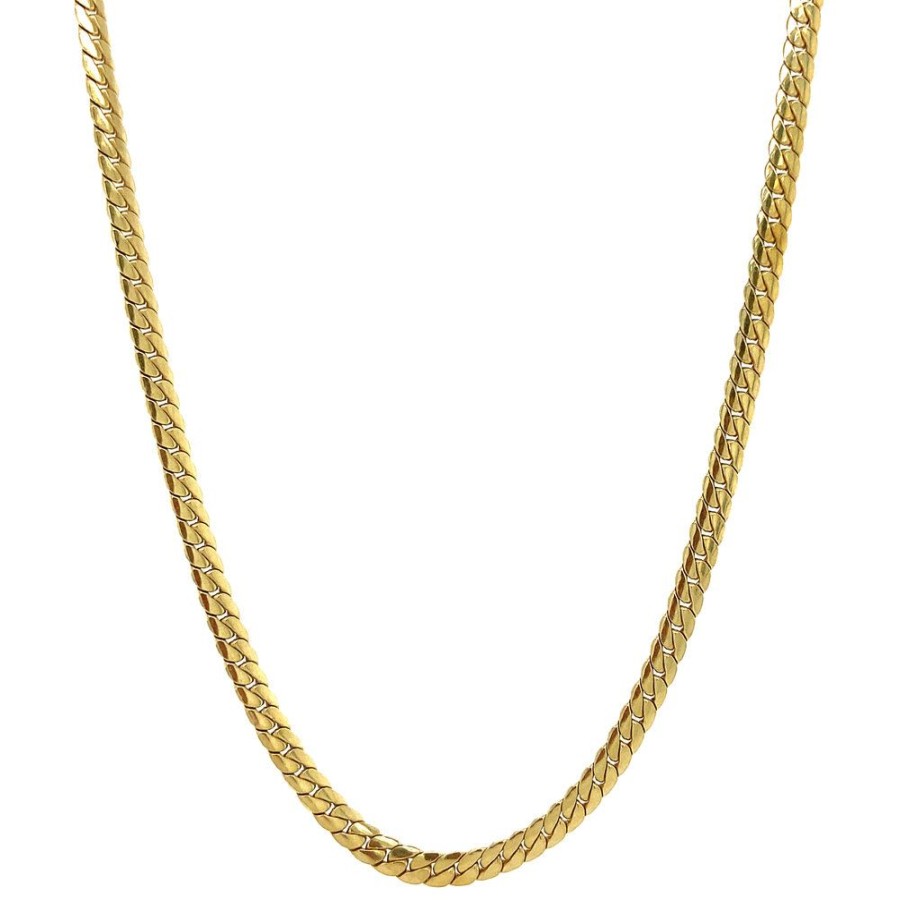 Jewelry vintage Golden Chains | Gold Necklace Flat Gourmet 42.5 Cm 14 Krt