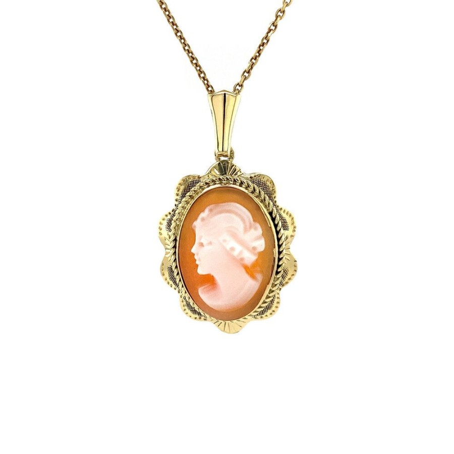 Jewelry vintage Pendant With Gemstone | Gold Pendant With Cameo 14 Krt