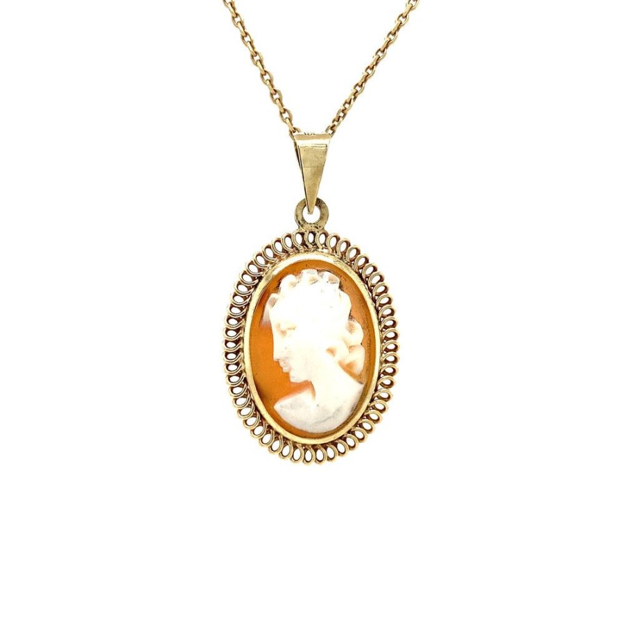 Jewelry vintage Pendant With Gemstone | Gold Pendant With Cameo 14 Krt