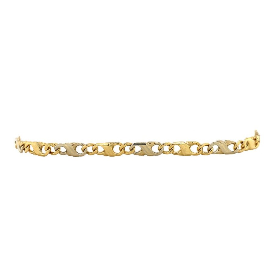 Jewelry vintage Golden Bracelets | Bicolour Gold Bracelet Fantasy 20 Cm 14 Krt