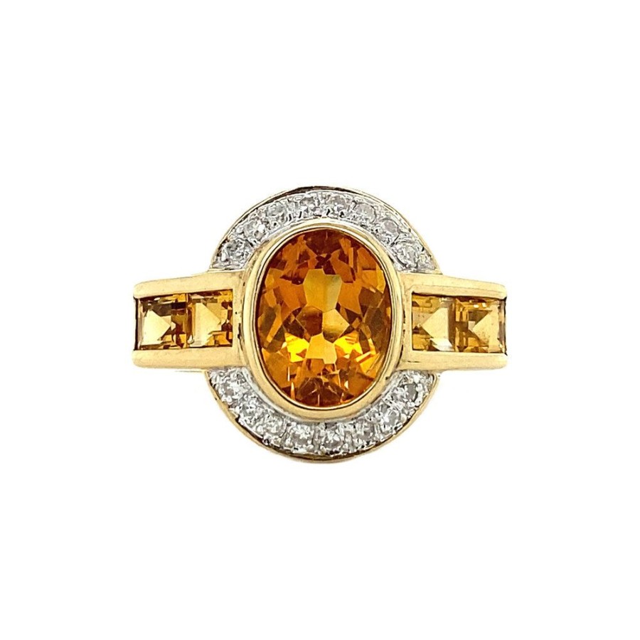 Jewelry vintage Rings With Gemstone | Ring With Citrine And Diamond 9 Krt