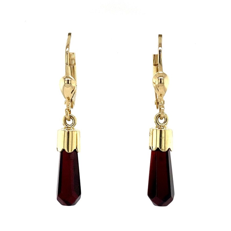 Jewelry vintage Earrings With Gemstone | Gold Earrings With Garnet 14 Krt