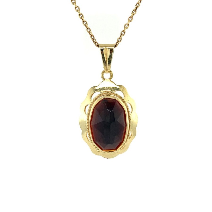 Jewelry vintage Golden Pendants | Gold Pendant With Garnet 14 Krt