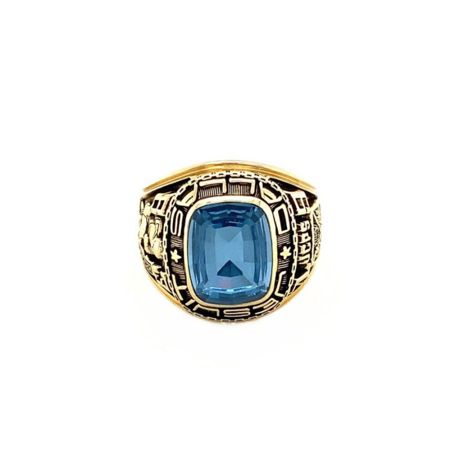 Jewelry vintage Rings With Gemstone | Men'S Ring With Blue Spinel 10 Krt