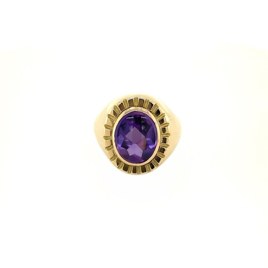 Jewelry vintage Rings With Gemstone | Gold Signet Ring With Amethyst 14 Krt