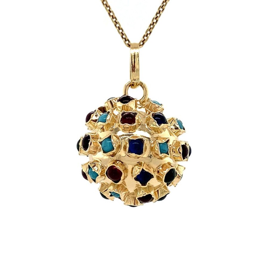 Jewelry vintage Pendant With Gemstone | Gold Cocktail Pendant With Glass Stone 14 Krt