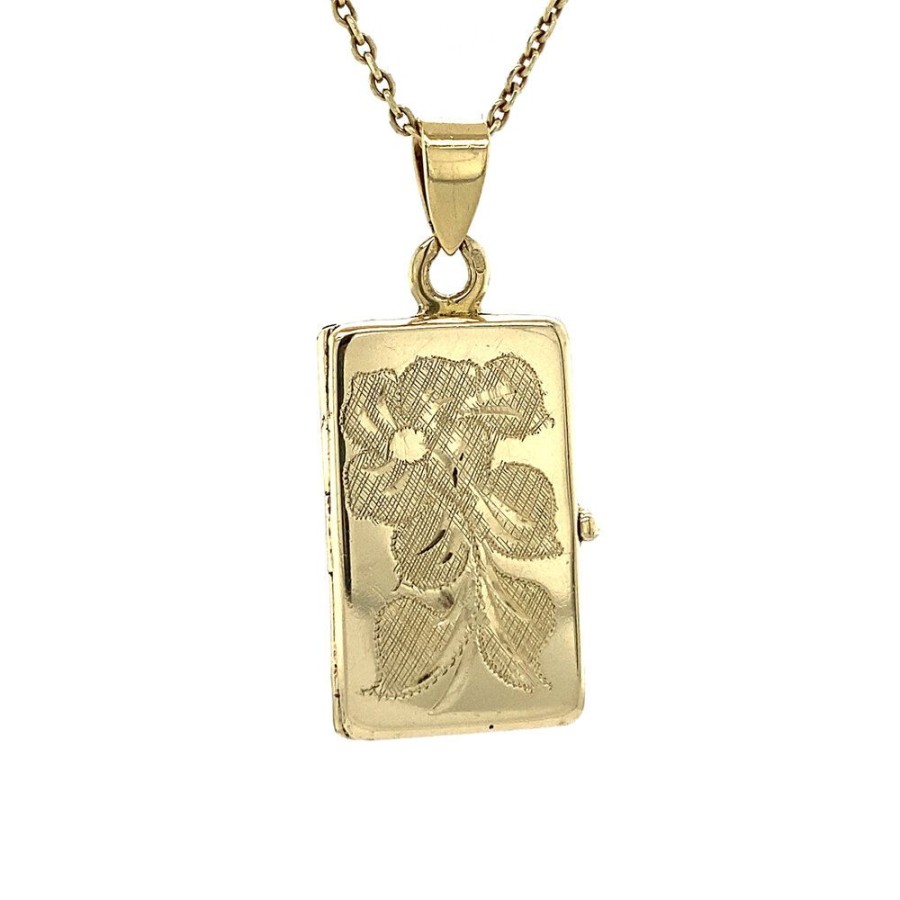 Jewelry vintage Golden Pendants | Gouden Medaillon Met Gravure 14 Krt