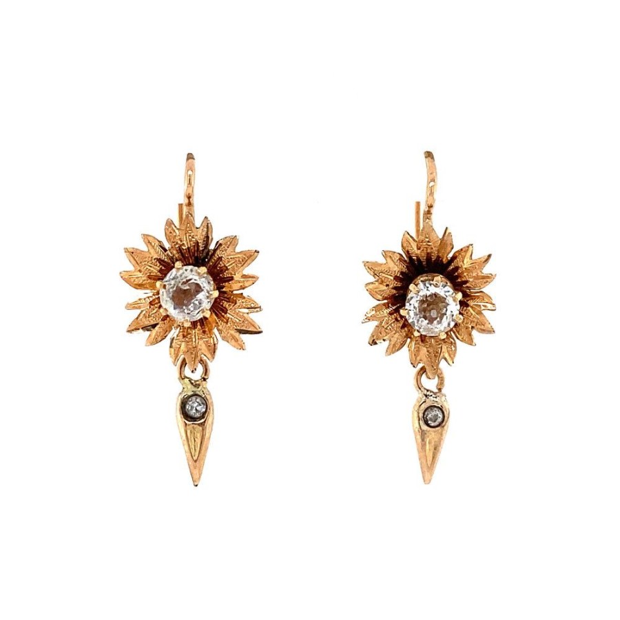 Jewelry vintage Earrings With Gemstone | Gold Earrings With Zirconia 14 Krt