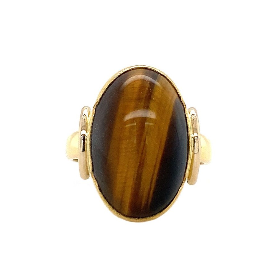 Jewelry vintage Rings With Gemstone | Gold Ring With Tiger'S Eye 14 Krt