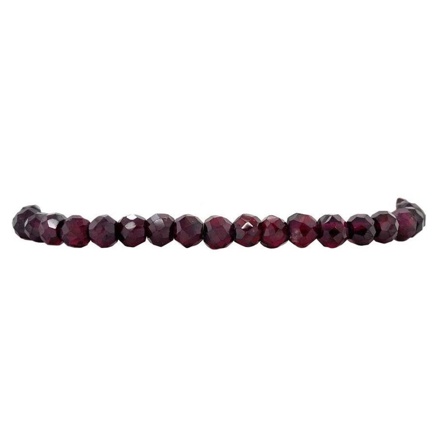 Jewelry vintage Bracelets With Gemstone | Garnet Bracelet With Gold Ball Clasp 20 Cm 14 Krt