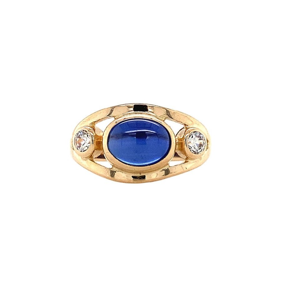 Jewelry vintage Rings With Gemstone | Gold Ring With Sapphire And Zirconia 14 Krt