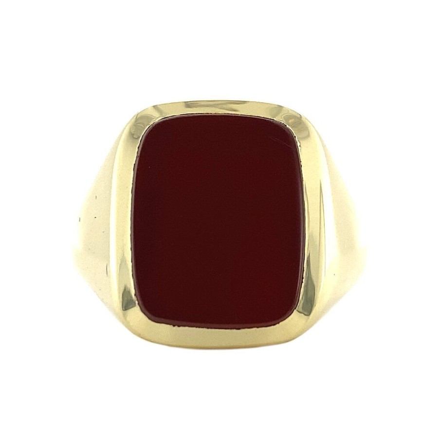 Jewelry vintage Rings With Gemstone | Gold Signet Ring With Layer Stone Carnelian 14 Krt