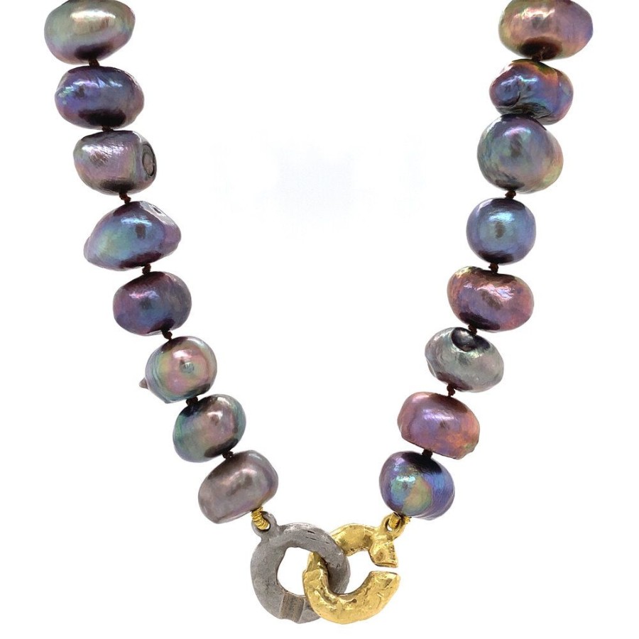 Jewelry vintage Necklaces With Gemstone | Pearl Necklace With Gold Clasp 45.5 Cm 18 Krt