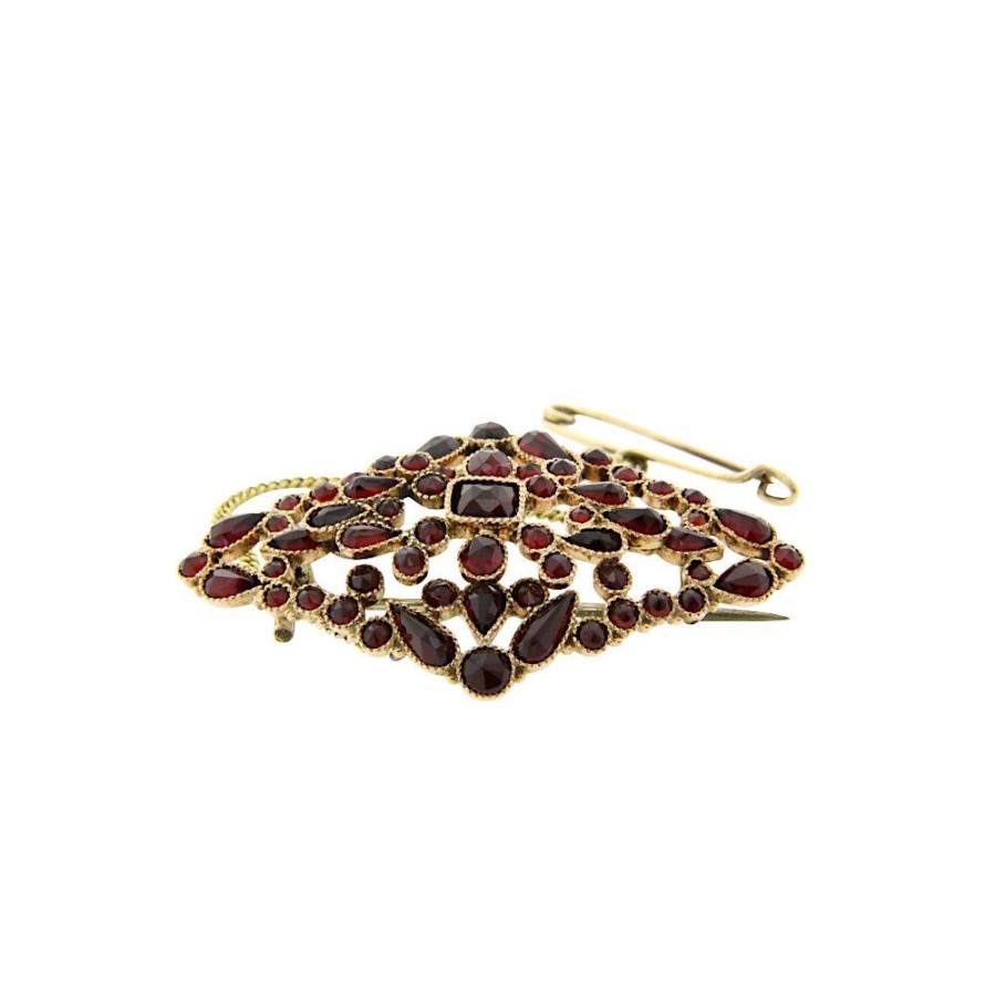 Jewelry vintage Brooches | Gold Brooch With Garnet 14 Krt