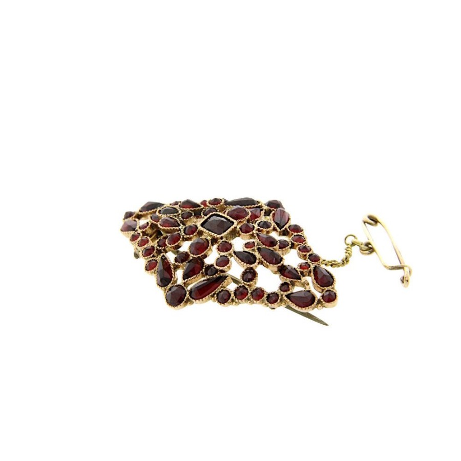 Jewelry vintage Brooches | Gold Brooch With Garnet 14 Krt