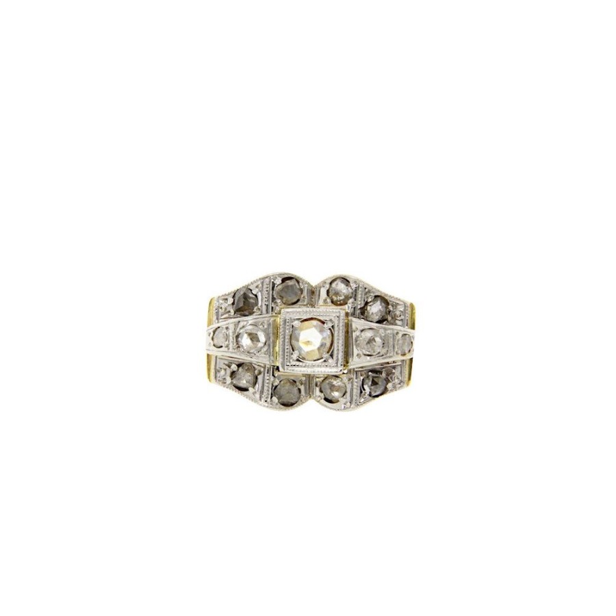 Jewelry vintage Diamond Rings | Gold Art Deco Ring With Rose Diamond 14 Krt