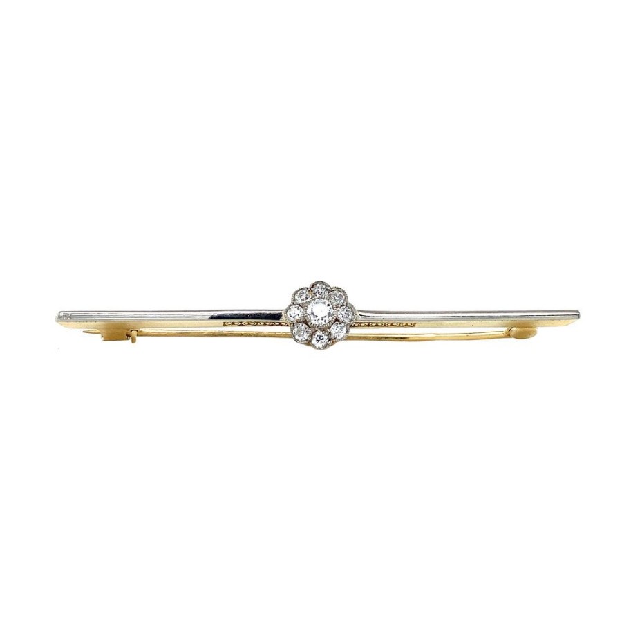 Jewelry vintage Brooches | Bicolour Gold Entourage Brooch With Diamonds 14 Krt