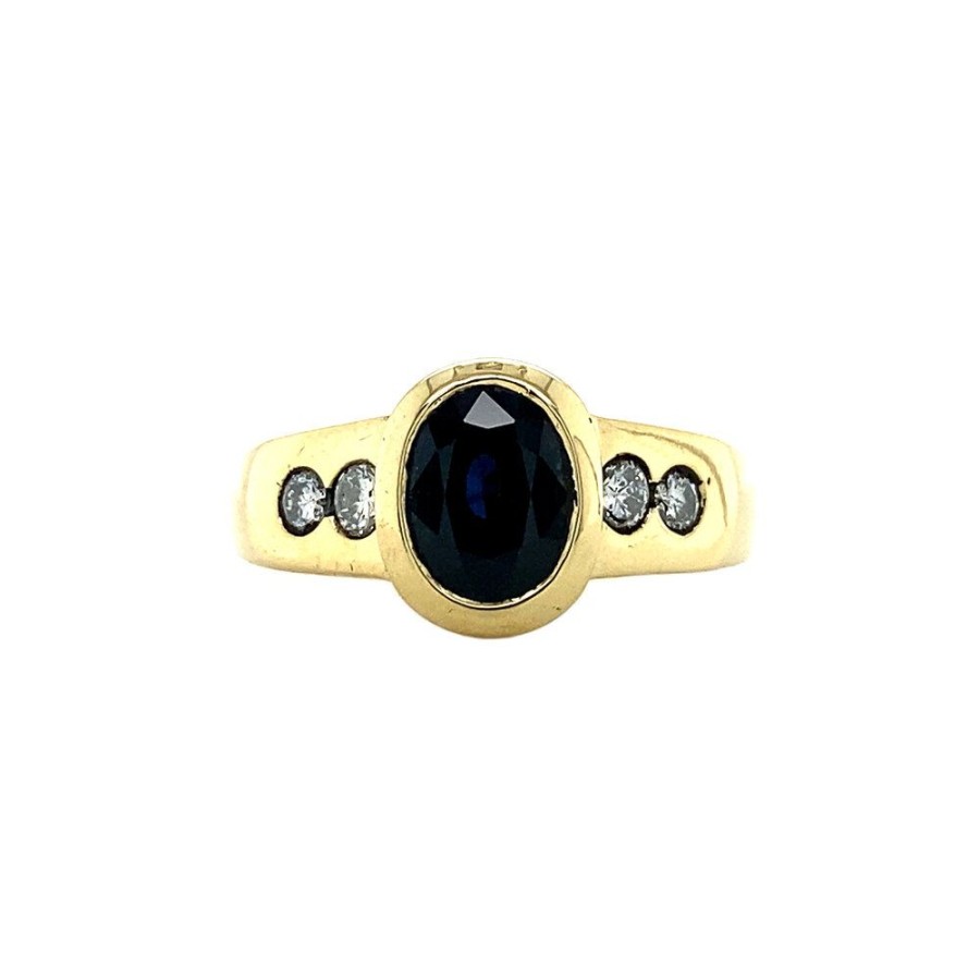 Jewelry vintage Rings With Gemstone | Gold Ring With Diamond And Sapphire 18 Krt