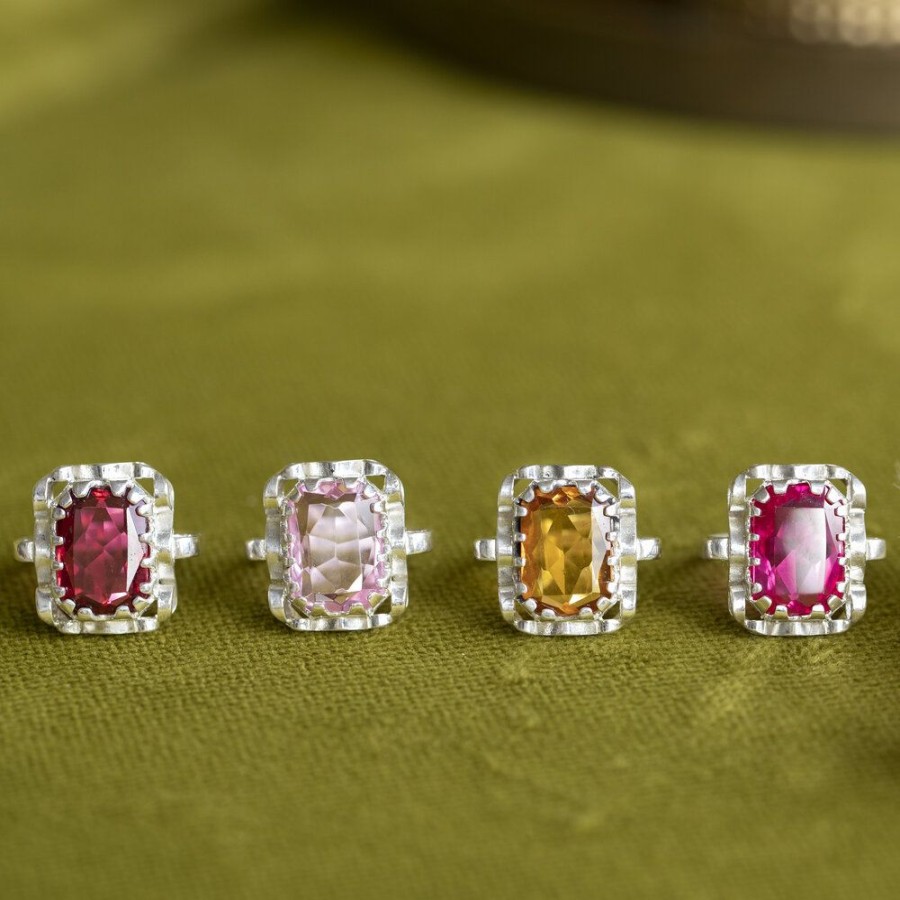 Jewelry vintage Rings With Gemstone | Queen'S Ring 925 - Golden Hour