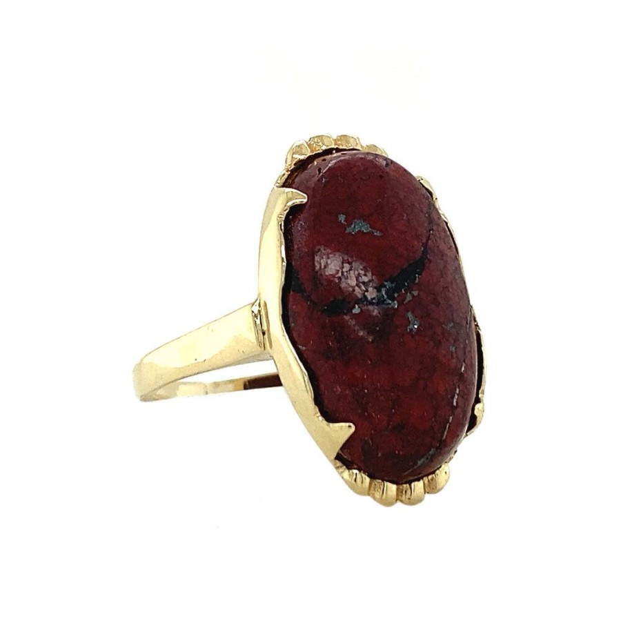 Jewelry vintage Rings With Gemstone | Gold Ring With Jasper 14 Krt