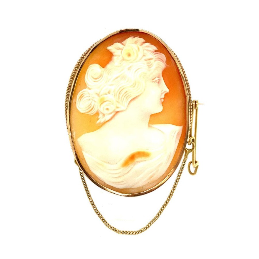 Jewelry vintage Brooches | Gold Cameo Brooch 14 Krt