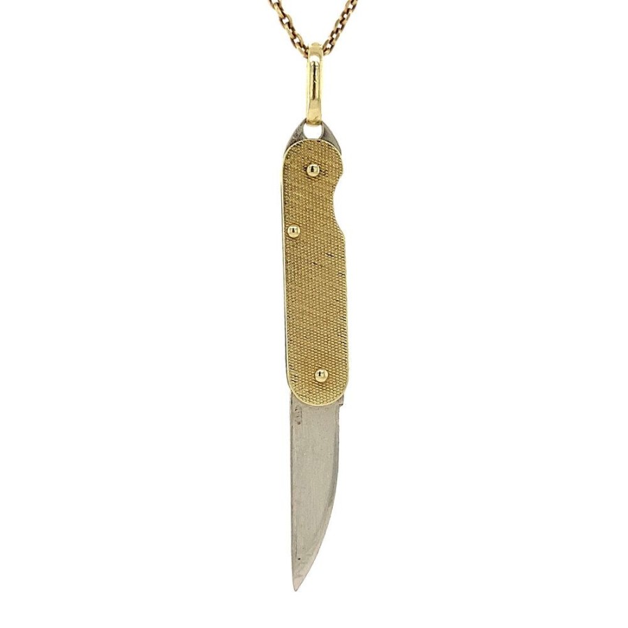 Jewelry vintage Golden Pendants | Gold Pendant Pocket Knife 14 Krt