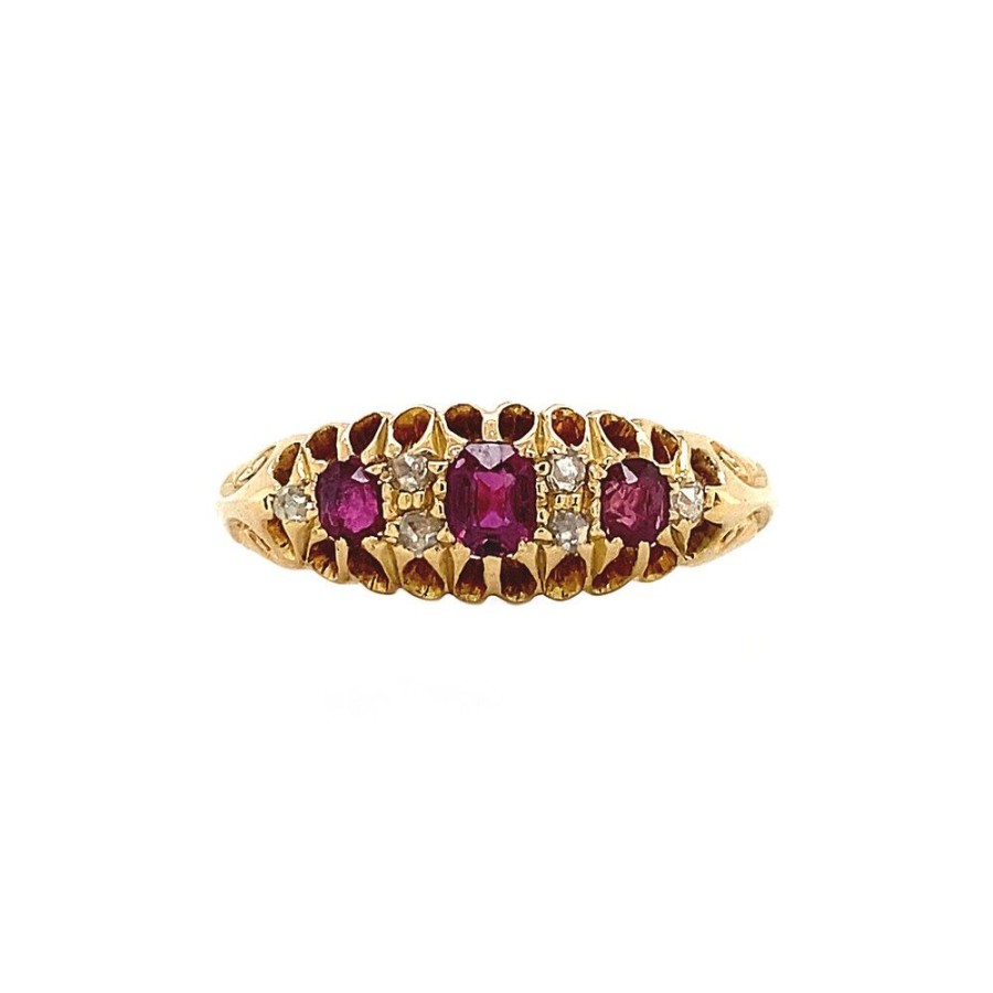 Jewelry vintage Rings With Gemstone | Gold Ring With Ruby And Diamond 18 Krt