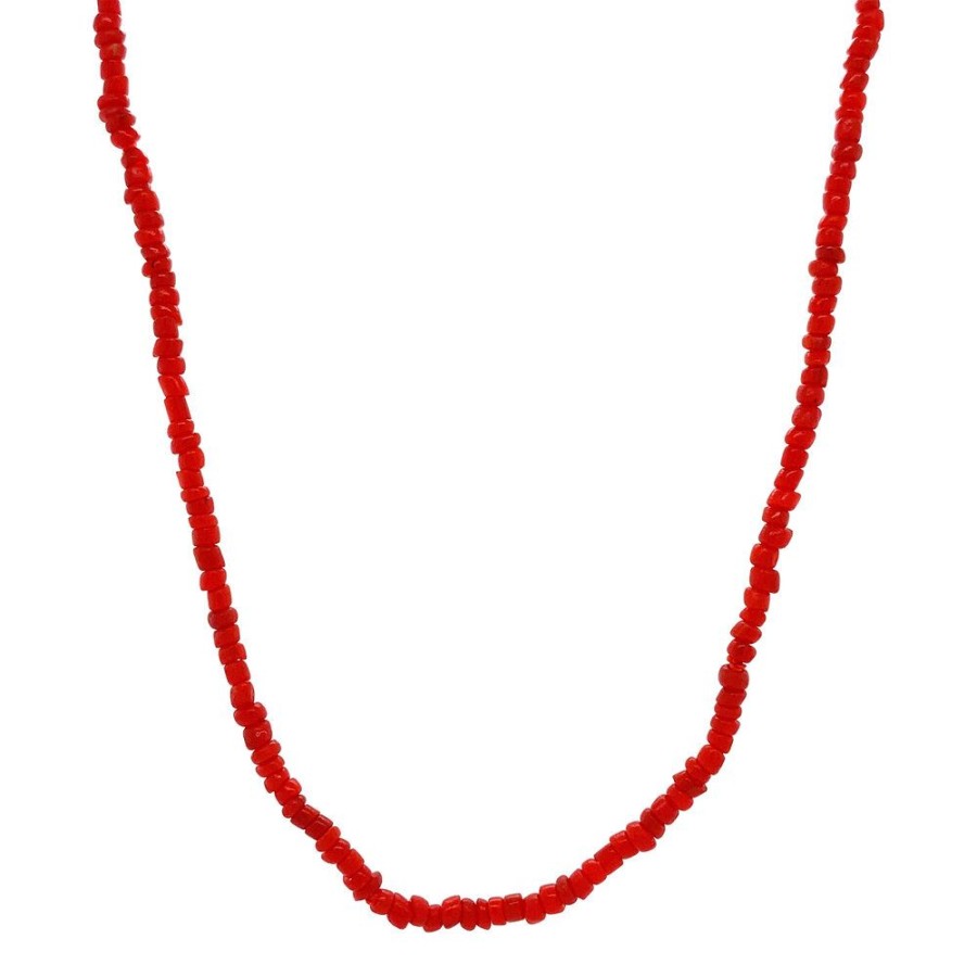 Jewelry vintage Necklaces With Gemstone | Blood Coral Necklace With Gold Clasp 38.5 Cm 14 Krt