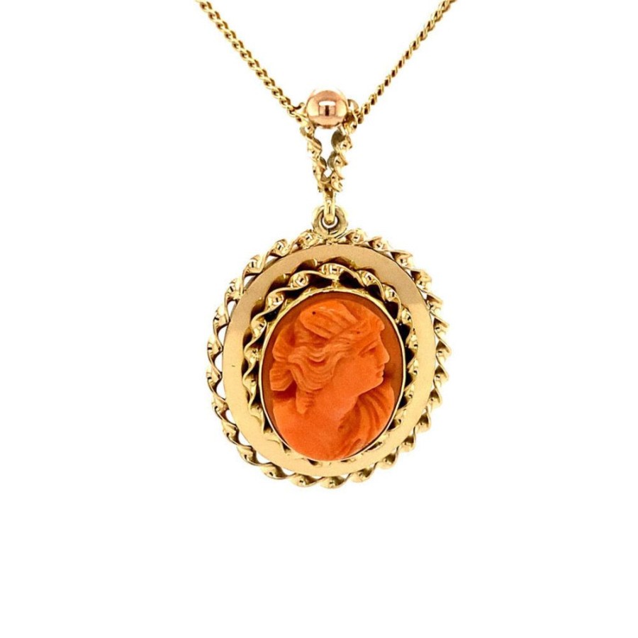 Jewelry vintage Pendant With Gemstone | Gold Pendant With Red Coral 14 Krt