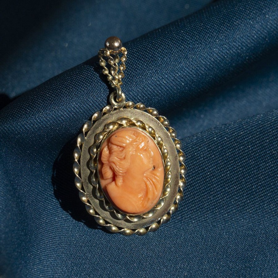 Jewelry vintage Pendant With Gemstone | Gold Pendant With Red Coral 14 Krt