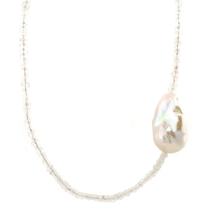 Jewelry vintage Necklaces With Gemstone | Schoeffel Necklace With Moonstone And Freshwater Pearl 18 Crt/925