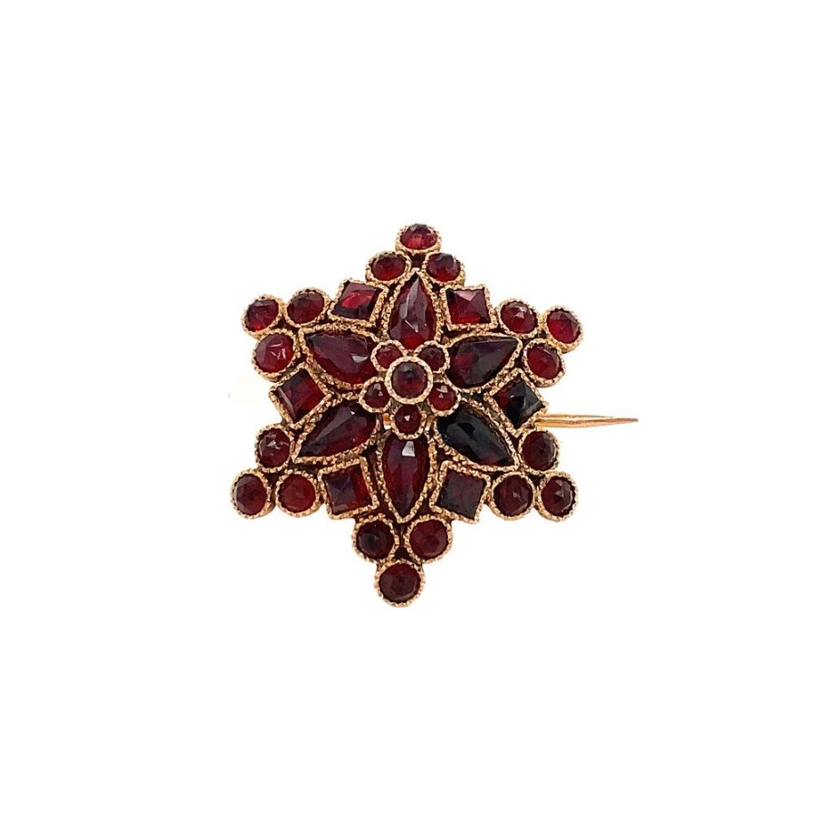 Jewelry vintage Brooches | Gold Pendant With Garnet 14 Krt