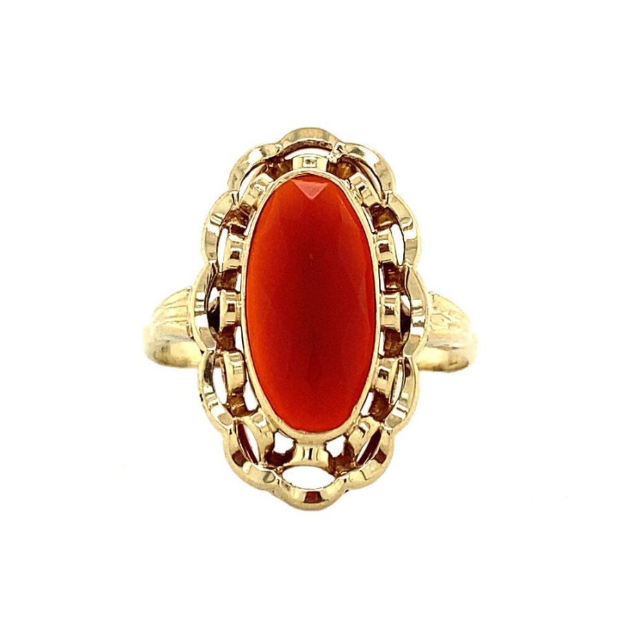 Jewelry vintage Rings With Gemstone | Gold Ring With Carnelian 14 Krt